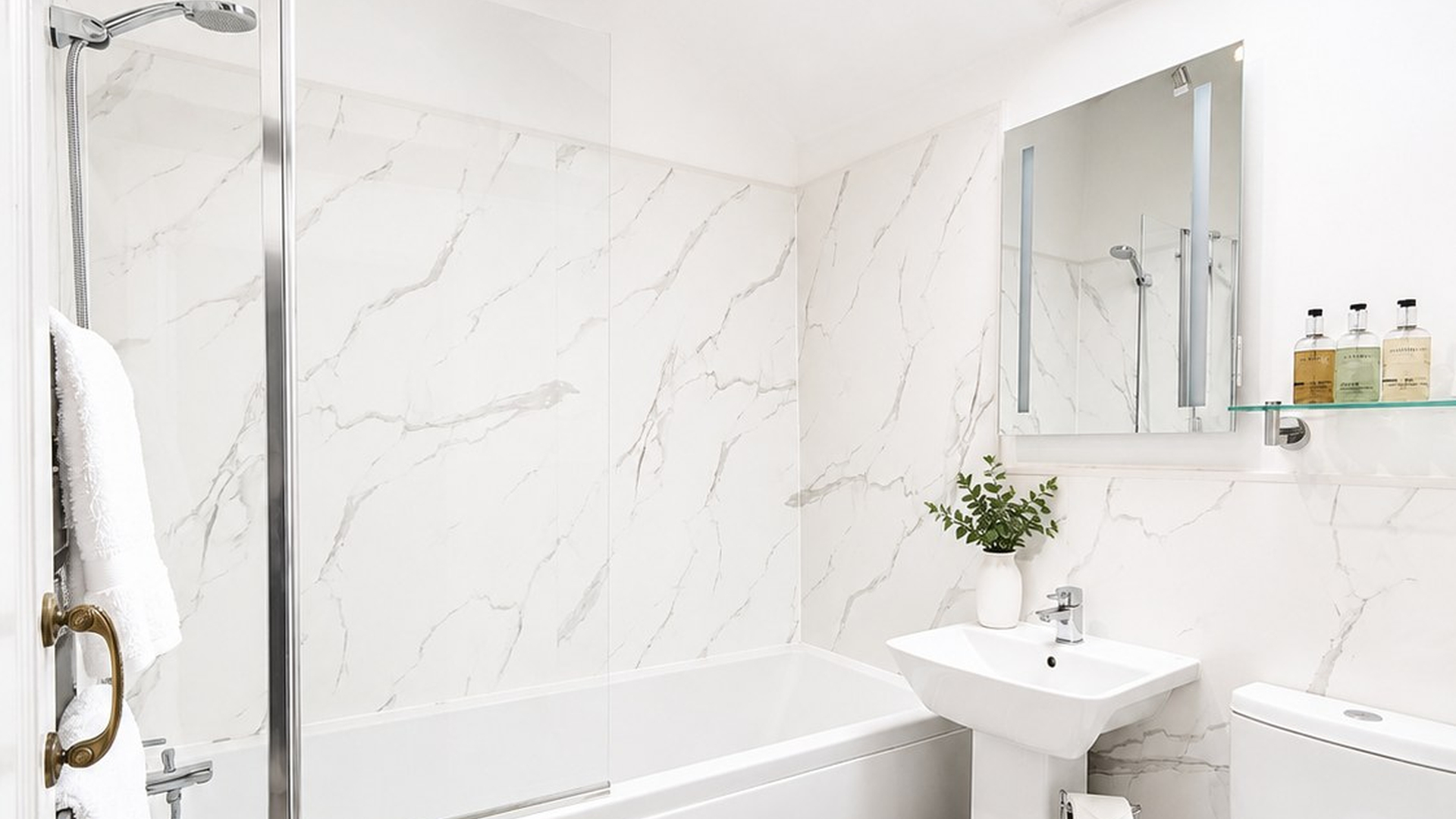 Nidderdale Suite bathroom with bath and shower