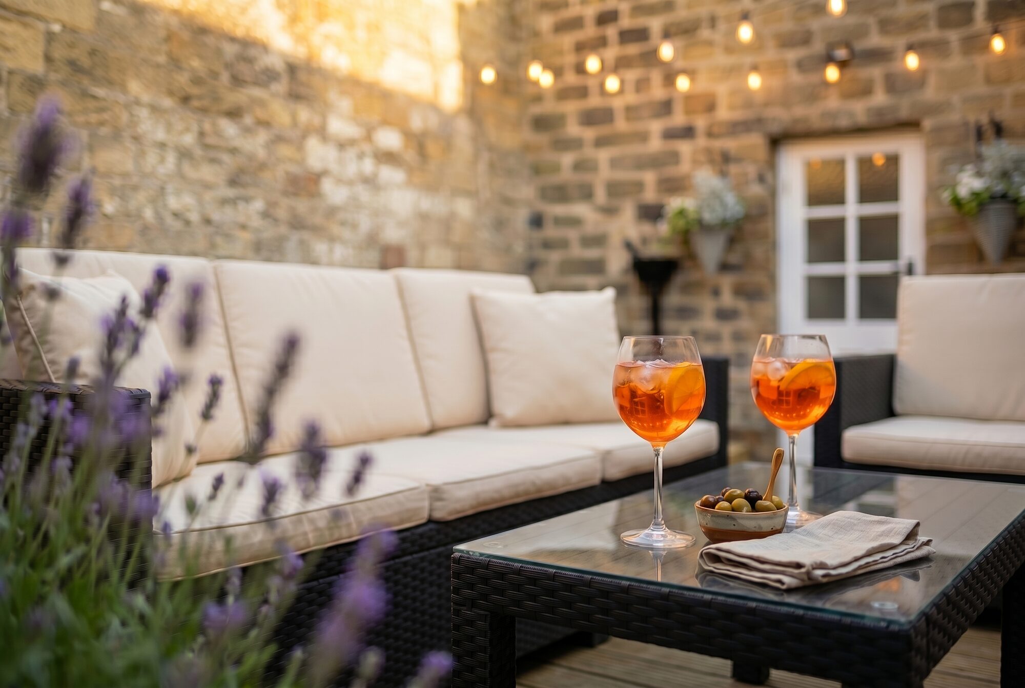 Drinks on the courtyard terrace